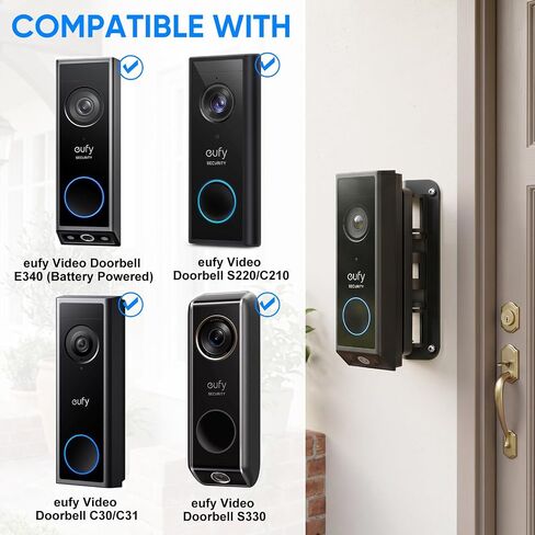 Doorbell Mount for eufy Video Doorbell E340/C31/C30/C210/S330/S220, Adjustable Angle from 35-145° for Wider View, Weather-Resistant Wedge Wall Bracket for eufy Doorbell, No Drilling/Screw Installation in Kuwait