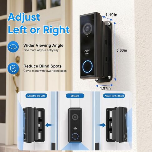 Doorbell Mount for eufy Video Doorbell E340/C31/C30/C210/S330/S220, Adjustable Angle from 35-145° for Wider View, Weather-Resistant Wedge Wall Bracket for eufy Doorbell, No Drilling/Screw Installation in Kuwait