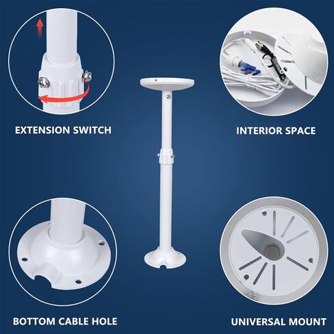 WiTi Extendable Pole Mount for Security Surveillance Cameras, Ceiling Mount Bracket for Bullet Camera,Solid Metal Max 60CM in Kuwait