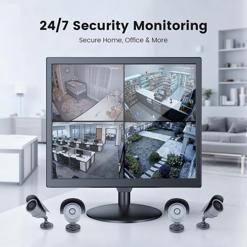 Eyoyo 17-Inch Security Camera Monitor, 1280x1024 5:4 Display | HDMI VGA AV BNC Inputs, USB Video Playback, Built-in Speaker, Remote Control, Supports NVR CCTV PC Computer in Kuwait