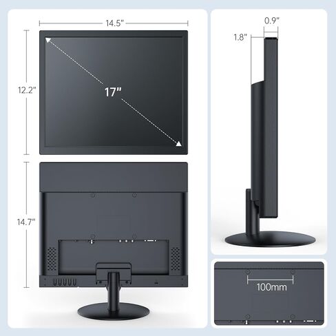 Eyoyo 17-Inch Security Camera Monitor, 1280x1024 5:4 Display | HDMI VGA AV BNC Inputs, USB Video Playback, Built-in Speaker, Remote Control, Supports NVR CCTV PC Computer in Kuwait