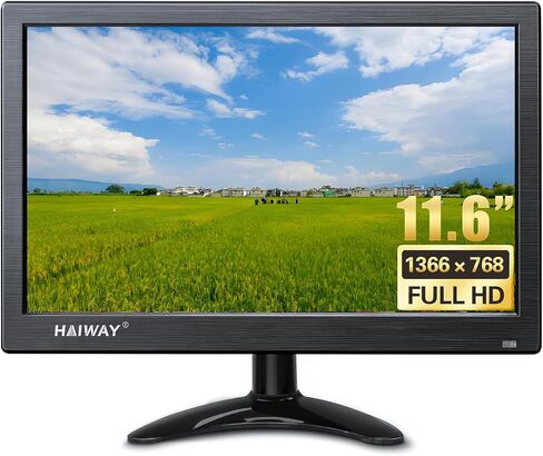 Haiway 11.6 inch Security Monitor 1366x768 CCTV Monitor Small HDMI Monitors | 16:9 LED Monitor,HDMI VGA BNC USB Input,Remote Control,Built-in Speakers,for CCTV NVR DVR Raspberry Pi PC,VESA 75x75MM,60Hz in Saudi Arabia