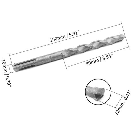 12mm x 150mm Masonry Drill Bit, Carbide Tipped Rotary Hammer Bit | 10mm Round Shank, Impact Concrete Drill Bit for SDS Impact Drill in Kuwait