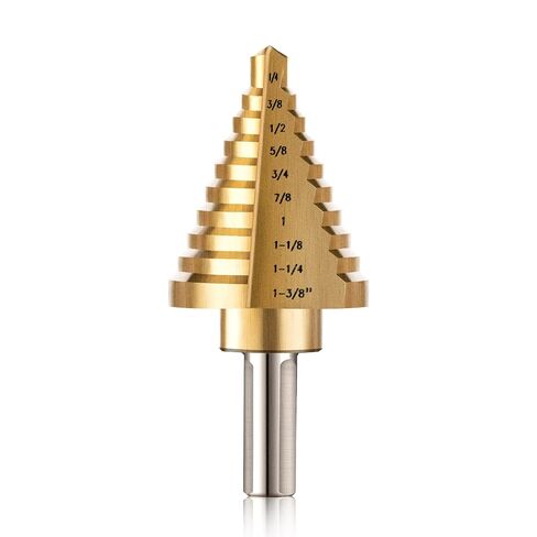 ZELCAN HSS 5PCS Titanium Step Drill Bit Set with Automatic Center Punch for Sheet Metal with Aluminum Case, 50 Sizes in 5 High Speed Multiple Hole Stepped Up Steel Bits for DIY Lovers in Kuwait
