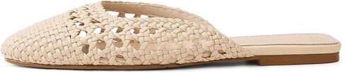 Woven Mules for Women Mesh Closed Square Toe Mule Flats Slip On Sandals Comfortable Summer Casual Slides Shoes in Kuwait