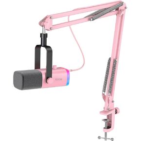 FIFINE AmpliGame AM8T XLR/USB Gaming Microphone Set, Dynamic PC Mic | Streaming RGB Mic Kit with Boom Arm Stand, Mute Button, Headphones Jack, for Podcasting Recording Vocal Voice-Over in Kuwait