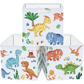 11.8" Boho Dinosaurs Cube Storage Organizer Set 3Pcs Palms Eggs Cube Storage Bin for Bathroom/Bedroom Kid Book Toy Chest, Volcanoes in Kuwait
