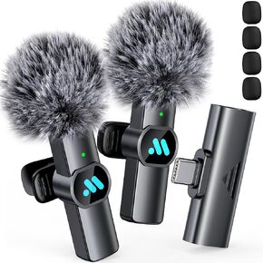 Leettus 2pcs Lavalier Wireless Microphone for iPhone 15/16/Android Video Recording,Mini Microphone for Game Live Streaming,interviews,YouTube,TikTok,Vlog in Saudi Arabia