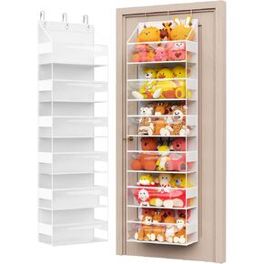 Over Door Hanging Organizer with 6 Shelves, Stuffed Animal Storage - Behind Door Storage for Plush/Bedroom, Nursery, Dorm Room, 1 Pack (Clear white) in Saudi Arabia