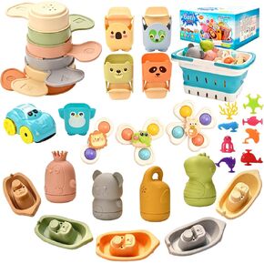 Baby Bath Toys, Pool Toys, Suitable for Children and Toddlers, 6-in-1 Set Including Floating Boat, Bath Spoon and Spinner Cup, Pool and Water Table Toys, Water Toys, Baby Gift. in Kuwait