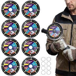 8 Pcs Diamond Multi-Purpose Saw Blades 4.5 Inch | Cutting Disc for Angle Grinder Ideal for Tile Marble Quartz Stone Metal & Plastic Wet or Dry Use in Saudi Arabia