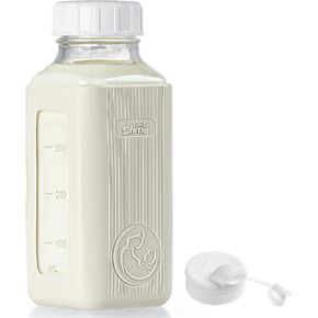 Syntic 16 Oz Glass Milk Storage Bottle with Lid & Pour Spout,Blue Sleeve | Airtight Lid,Clear Measurement Marks,Protective Blue Case for Breast Milk Storage,Milk Collection,Storage & Daily Use in Saudi Arabia