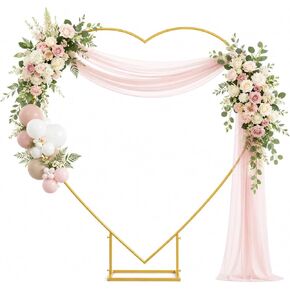 6.6 x 6.6 ft Heart Arch Stand, Heavy-Duty Gold Metal Heart Shape Arch | for Proposal, Balloon Photo Backdrop Stand with Base for Anniversary, Wedding Ceremony, Birthday Party in Kuwait