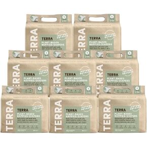 Terra Diapers Size 5: 85% Plant-Based Diapers, Ultra-Soft & Chemical-Free for Sensitive Skin, Superior Absorbency for Day or Nighttime Diapers, Designed for Toddlers 28-39 Pounds, 128 Count in Saudi Arabia
