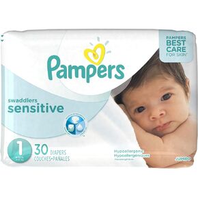 Pampers Swaddlers Sensitive Newborn Disposable Diapers Size 1, 30 Count in Saudi Arabia