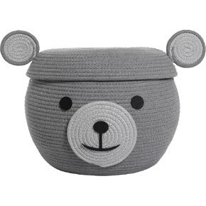12x18 Inch Bee Basket with Lid, Handcrafted Cotton Rope Animal Storage Bin, Striped Bumble Bee Decor for Kids Bedroom Playroom, Yellow in Saudi Arabia