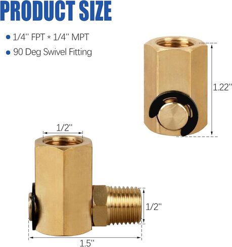 50310 Swivel Joint for Air Hose Reel 1/4"FPT*1/4" MPT 90 Deg Swivel Fitting | With Rubber Ring, Maximum pressure of 5000 PS in Kuwait