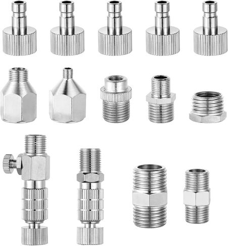 Penitue 14 Pack Airbrush Adapter Set, 1/8 & 1/4 Inch Female & Male Quick Disconnect Fittings Connector Hose Quick Release Coupler Kit for Air Compressor Spray Gun Accessories Parts in Kuwait