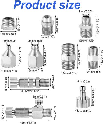 Penitue 14 Pack Airbrush Adapter Set, 1/8 & 1/4 Inch Female & Male Quick Disconnect Fittings Connector Hose Quick Release Coupler Kit for Air Compressor Spray Gun Accessories Parts in Kuwait