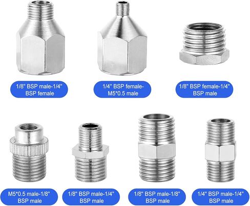 Penitue 14 Pack Airbrush Adapter Set, 1/8 & 1/4 Inch Female & Male Quick Disconnect Fittings Connector Hose Quick Release Coupler Kit for Air Compressor Spray Gun Accessories Parts in Kuwait
