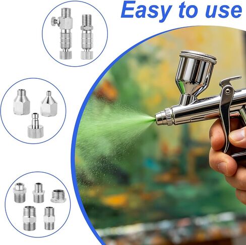 Penitue 14 Pack Airbrush Adapter Set, 1/8 & 1/4 Inch Female & Male Quick Disconnect Fittings Connector Hose Quick Release Coupler Kit for Air Compressor Spray Gun Accessories Parts in Kuwait
