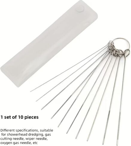 Shower Head Cleaning Pins Set, 10 Different Sizes Stainless Steel Unclogging Needles, Tiny Holes Cleaner Tool Kit for Clogged Shower Nozzles, Sink & Small Orifice Cleaning in Kuwait