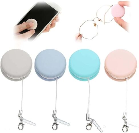Screen & Lens Cleaner with Lanyard, Portable Microfiber Cleaning Pads for Phone, Glasses, Camera, 4-Pack Assorted Colors in Kuwait