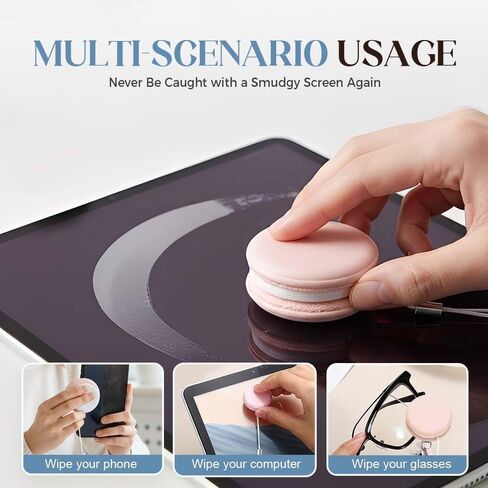 Screen & Lens Cleaner with Lanyard, Portable Microfiber Cleaning Pads for Phone, Glasses, Camera, 4-Pack Assorted Colors in Kuwait