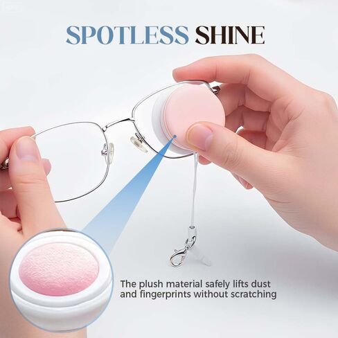 Screen & Lens Cleaner with Lanyard, Portable Microfiber Cleaning Pads for Phone, Glasses, Camera, 4-Pack Assorted Colors in Kuwait