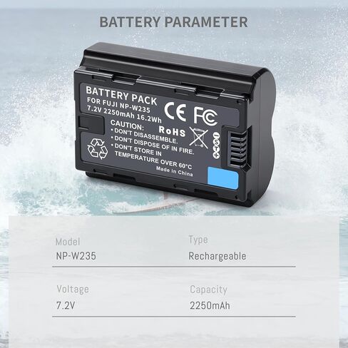 NP-W235 Battery 2Pack, Smart Display Charger for Fujifilm X-T4 X-S20 X-T5 | X-T4 X-H2 X-H2S X-H1 VG-XT4, Compatible with 50S II GFX 100S X-H2S GFX100 II High Capacity Battery 2400mAh in Kuwait
