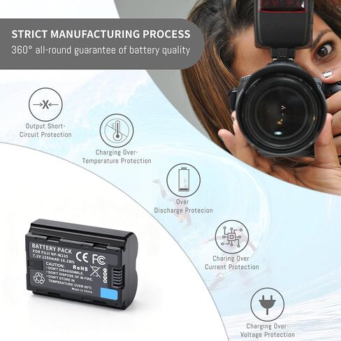 NP-W235 Battery 2Pack, Smart Display Charger for Fujifilm X-T4 X-S20 X-T5 | X-T4 X-H2 X-H2S X-H1 VG-XT4, Compatible with 50S II GFX 100S X-H2S GFX100 II High Capacity Battery 2400mAh in Kuwait