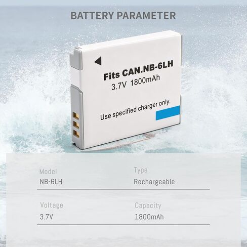 2-Pack NB-6L Battery, LED Charger Compatible for Canon PowerShot SX540 HS | SX530 HS, SX520 HS, SX510 HS, SX500 is, SX700 HS, SX710 HS, SX610 HS, SX600 HS, SX280 HS, SX270 HS, SX260 HS, S120, S90, D30 in Kuwait