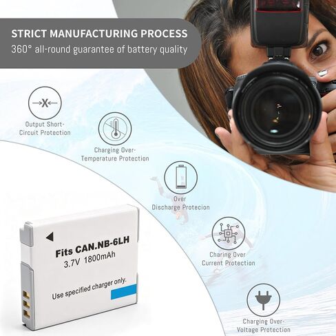 2-Pack NB-6L Battery, LED Charger Compatible for Canon PowerShot SX540 HS | SX530 HS, SX520 HS, SX510 HS, SX500 is, SX700 HS, SX710 HS, SX610 HS, SX600 HS, SX280 HS, SX270 HS, SX260 HS, S120, S90, D30 in Kuwait