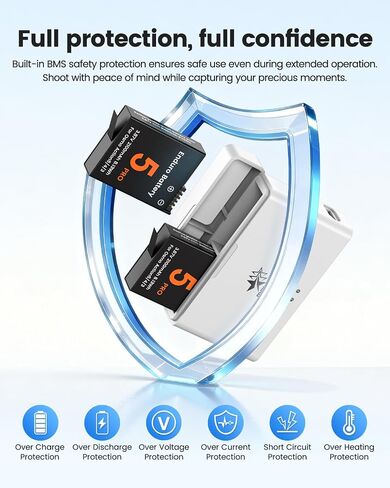 Melasta 2-Pack 2100mAh Battery Charger for DJI Osmo Action 6/5 Pro/4/3 | Compatible with DJI Osmo Action 6, 5 Pro, 4, 3. Dual-slot charging hub supports simultaneous charging for camera batteries in Kuwait