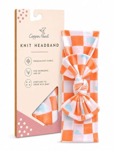 Copper Pearl Baby Bows: Soft and Stretchy Headbands for Baby Girls, Newborn and Toddler Hair Bows and Accessories, Stylish Bow Headband, CoComelon Stripe in Kuwait