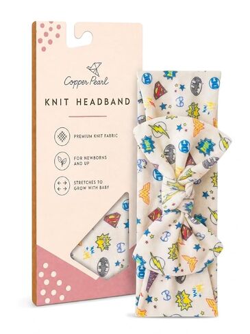 Copper Pearl Baby Bows: Soft and Stretchy Headbands for Baby Girls, Newborn and Toddler Hair Bows and Accessories, Stylish Bow Headband, CoComelon Stripe in Kuwait