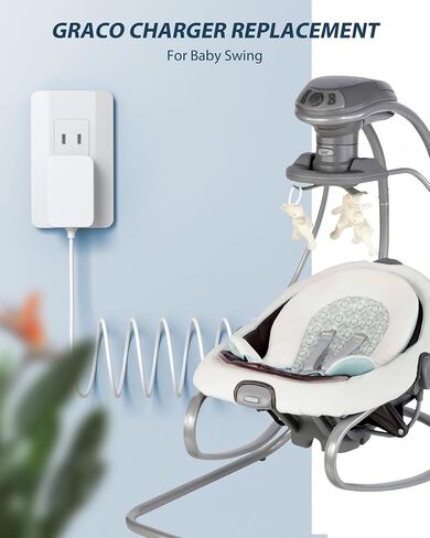 CONMDEX Graco Swing Replacement Cord 10ft Long, Graco Baby Swing Power Cord for Graco Simple Sway Swing/DuetSoothe/DuoGlider/DuetConnect LX/Glider LX, 5V Baby Swing Charger White in Kuwait