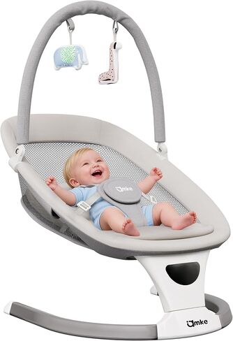 AMKE Baby Swing for Infants, Mesh Seat Extra-Large, 5-Speed Portable Baby Rocking Chair with 3 Timers & 12 Songs, for Baby Boy Girl Shower Gifts, Lightweight for Outdoor Use in Kuwait
