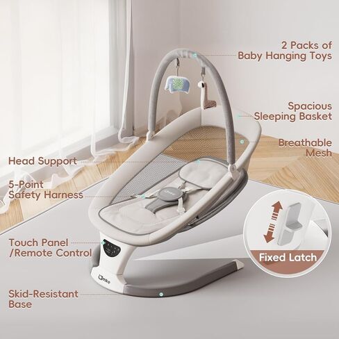AMKE Baby Swing for Infants, Mesh Seat Extra-Large, 5-Speed Portable Baby Rocking Chair with 3 Timers & 12 Songs, for Baby Boy Girl Shower Gifts, Lightweight for Outdoor Use in Kuwait