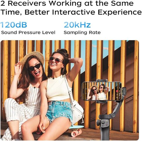 Wireless Microphone for iPhone & Android, 48kHz/24-bit Studio Audio, 3-Level Noise Cancellation, 200m Range, Mini Mic for Video Recording & Live Streaming (2TX + USB-C RX) in Kuwait