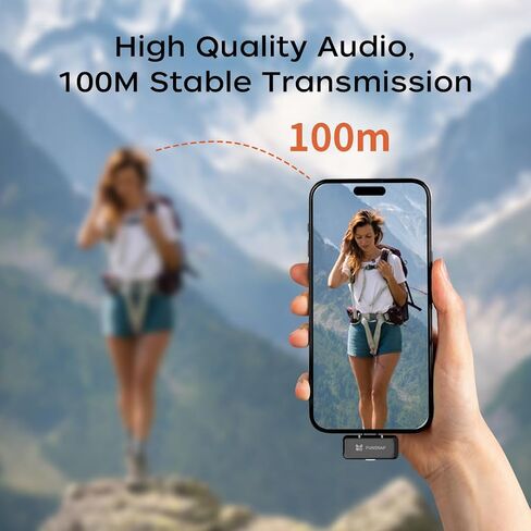 Wireless Microphone for iPhone & Android, 48kHz/24-bit Studio Audio, 3-Level Noise Cancellation, 200m Range, Mini Mic for Video Recording & Live Streaming (2TX + USB-C RX) in Kuwait