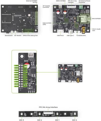1pc reSpeaker Flex XVF3800 Linear-4 with XIAO ESP32S3 | AI Mic Array for Robotics and Embedded Applications in Kuwait