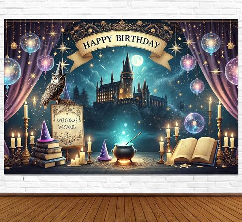 Wizard Happy Birthday Banner Wizard Happy Birthday Backdrop 6x4ft Wizard Party Decorations Magical Bdy Decorations Magical Party Decorations Wizard Backdrop for Room Decorations in Kuwait