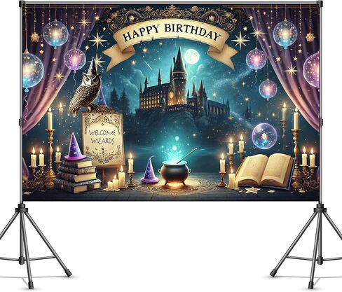 Wizard Happy Birthday Banner Wizard Happy Birthday Backdrop 6x4ft Wizard Party Decorations Magical Bdy Decorations Magical Party Decorations Wizard Backdrop for Room Decorations in Kuwait