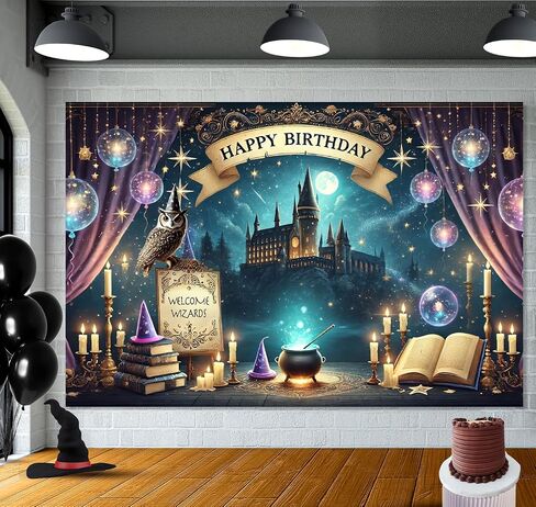 Wizard Happy Birthday Banner Wizard Happy Birthday Backdrop 6x4ft Wizard Party Decorations Magical Bdy Decorations Magical Party Decorations Wizard Backdrop for Room Decorations in Kuwait