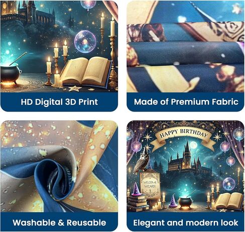 Wizard Happy Birthday Banner Wizard Happy Birthday Backdrop 6x4ft Wizard Party Decorations Magical Bdy Decorations Magical Party Decorations Wizard Backdrop for Room Decorations in Kuwait