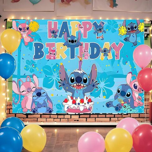 Cartoon Birthday Decorations, Cute Happy Birthday Banner Backdrop, Banner Shoot Photo Backgrounds Props, Blue Party Supplies for Boys (5x3ft) in Kuwait