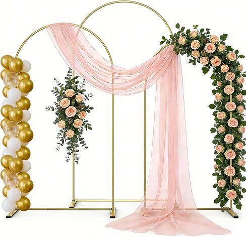Metal Arch Backdrop Stand Set of 3 (6ft/6.6ft/7.2ft) - Gold Wedding Arch Frame for Ceremony, Birthday, Baby Shower & Party Decor, Ideal for Balloons, Flowers & Photo Shoots Indoor Outdoor in Kuwait