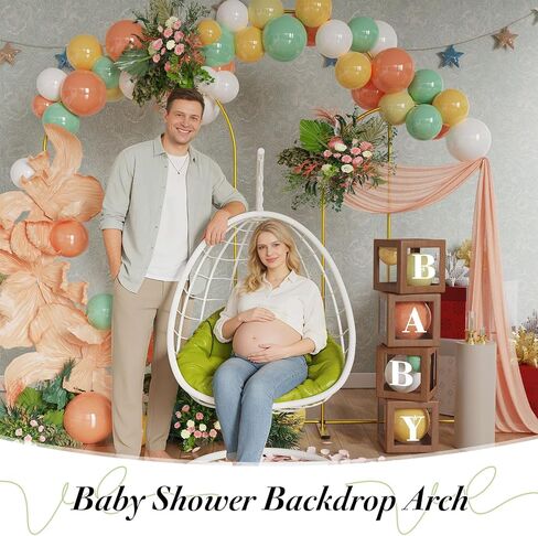 Metal Arch Backdrop Stand Set of 3 (6ft/6.6ft/7.2ft) - Gold Wedding Arch Frame for Ceremony, Birthday, Baby Shower & Party Decor, Ideal for Balloons, Flowers & Photo Shoots Indoor Outdoor in Kuwait