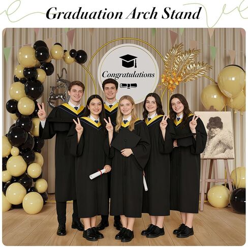 Metal Arch Backdrop Stand Set of 3 (6ft/6.6ft/7.2ft) - Gold Wedding Arch Frame for Ceremony, Birthday, Baby Shower & Party Decor, Ideal for Balloons, Flowers & Photo Shoots Indoor Outdoor in Kuwait